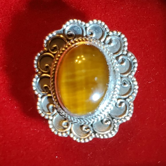 TIGER EYE STERLING SILVER  RING - Picture 3 of 8